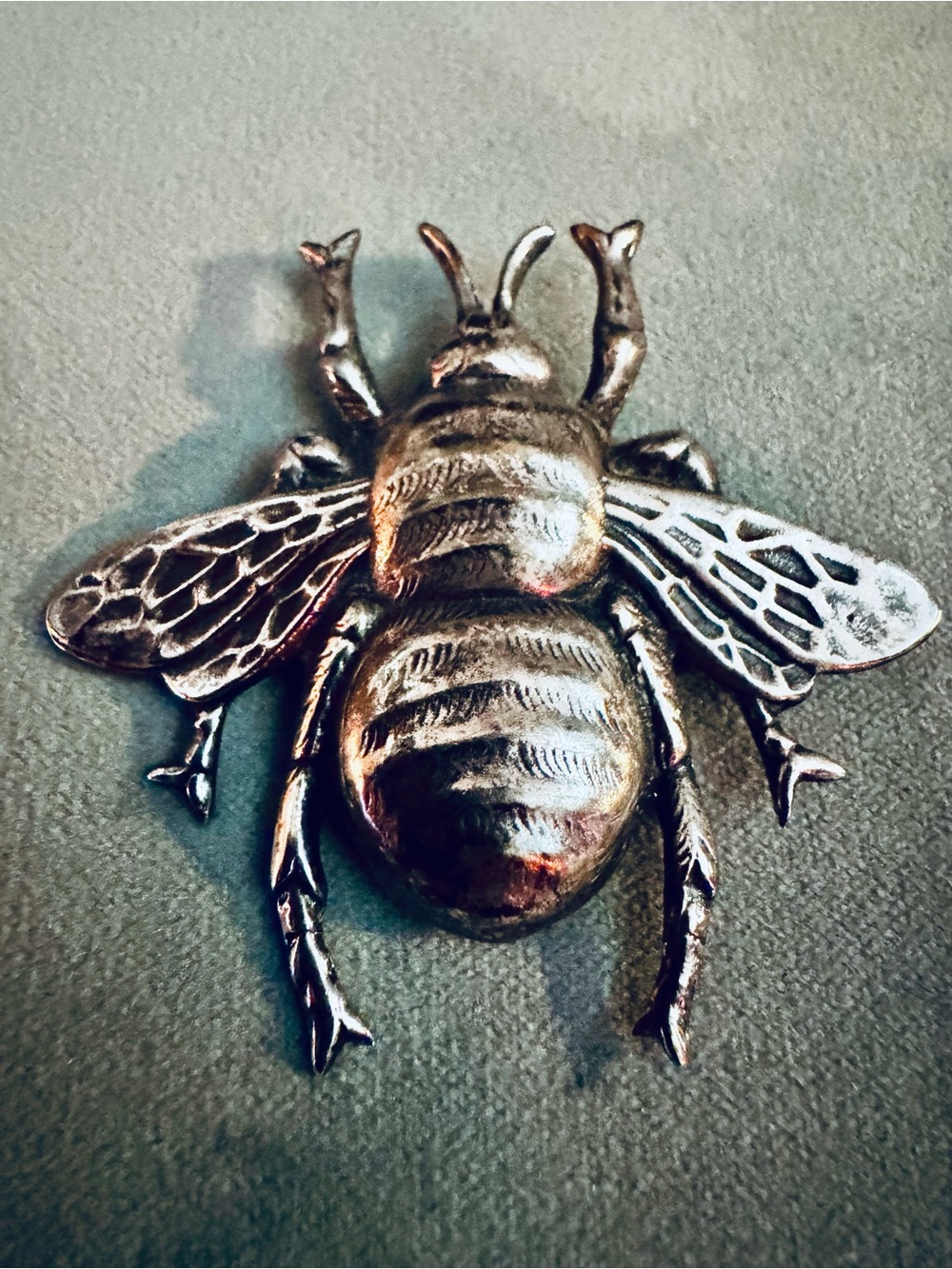 SOLID STERLING SILVER Large Vintage Bumblebee Brooch Pin